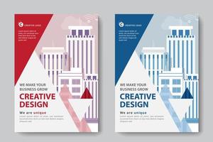 Red and Blue Layered Triangle Corporate Business Template vector