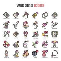 Iconos de línea fina de boda vector