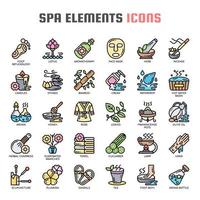 Iconos de delgada línea de elementos de spa vector