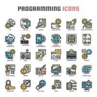 Programming Thin Line Icons vector