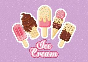 ice cream tasty image with cones and bars vector