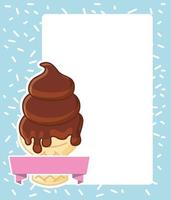 ice cream cone with banner on paper with space for text vector