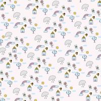 pattern of bugs and rainbow in garden back home vector