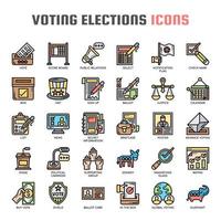 Elecciones de votación, iconos de líneas finas y píxeles perfectos vector