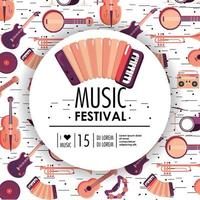 acourdion and instruments to music festival event vector