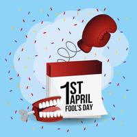 boxing glove with calendar a fanny teeth vector