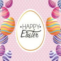 Happy Easter, label decoration with easter eggs to event vector