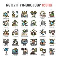 Metodología ágil Iconos de líneas finas vector