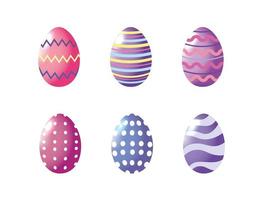 Happy Easter, set eggs decoratin to happy easter event vector