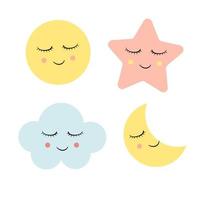 Cloud, star and moon icon design vector