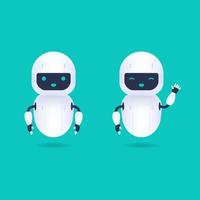 White friendly android robot characters vector