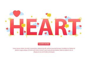 Valentine day background with Heart text and icons vector