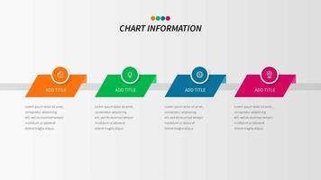 Infografía colorida de cuatro pasos con iconos vector