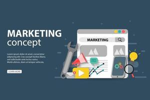 digital marketing concept with web page, wrench, mobile phone and other icons vector