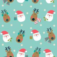 Christmas seamless pattern with Santas and deer heads. vector