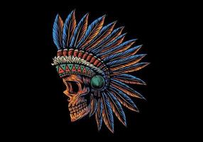 skull indian head in side position vector