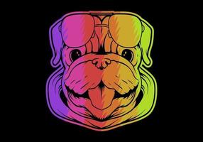 colorful pug dog head