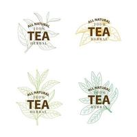 Tea Tree. Set of hand drawn vintage labels isolated on white background. vector