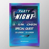 Music festival poster template, colorful night club party flyer vector