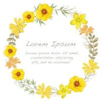 Watercolor flower frame with text space. vector