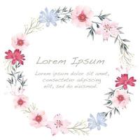 Watercolor flower frame with text space. vector