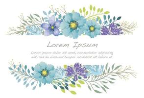 Watercolor flower background illustration with text space. vector