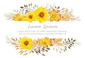 Watercolor flower background illustration with text space. vector