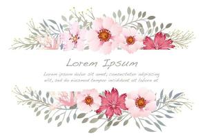 Watercolor flower background illustration with text space. vector