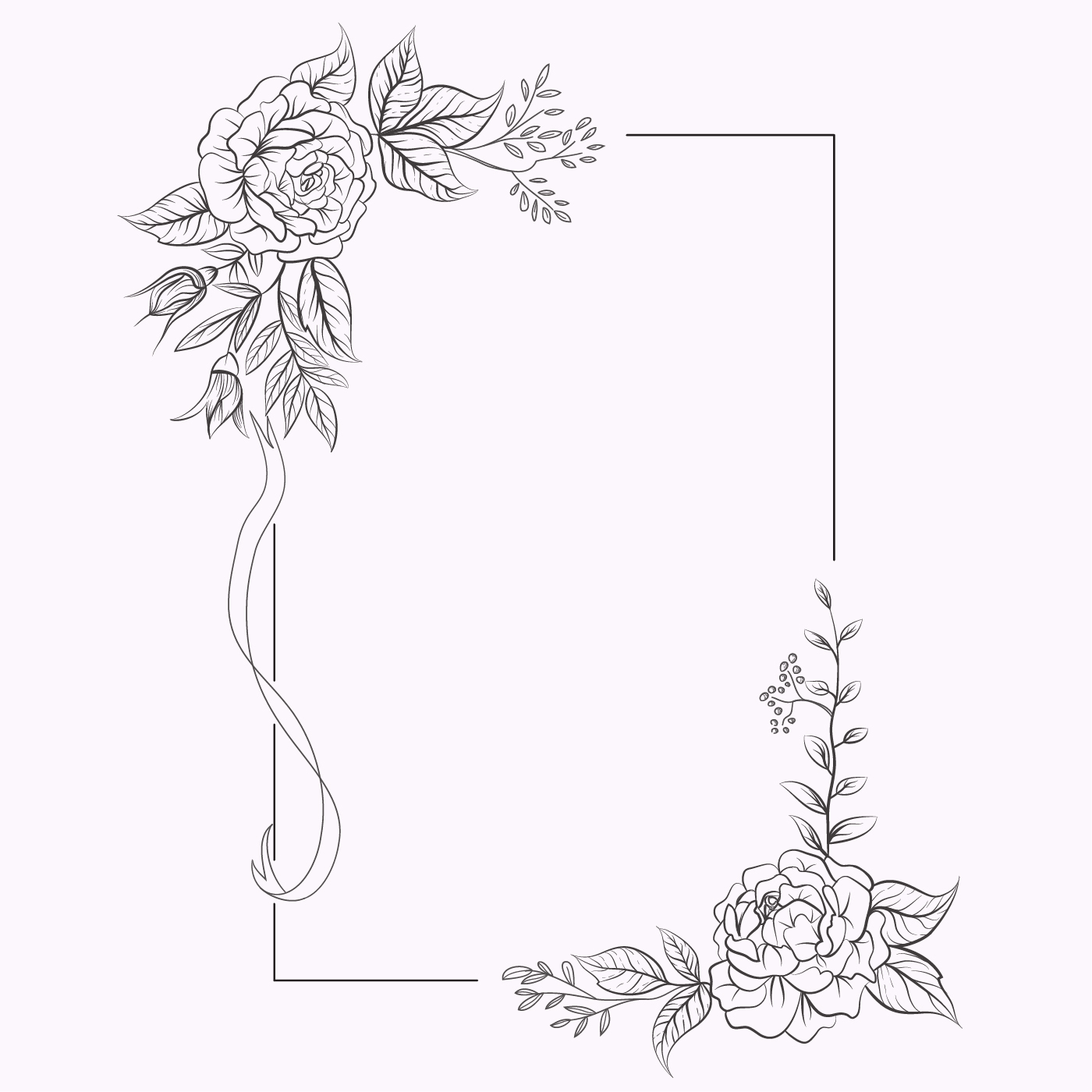 frame with flowers in the corners for wedding invitation