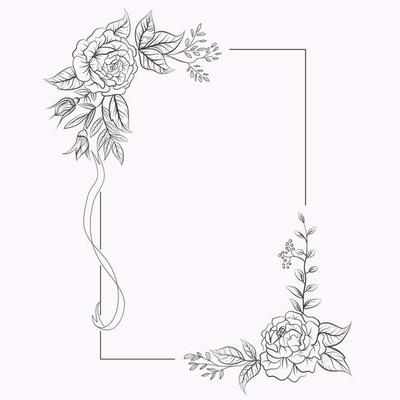 Frame with flowers in the corners for wedding invitation