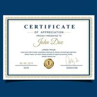 Blue and Gold Frame Certificate of Appreciation vector