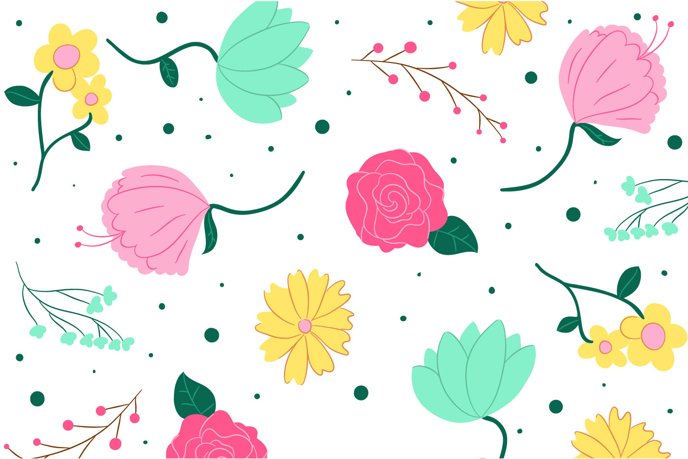Hand Drawn Colorful Floral Ornaments Background Download Free