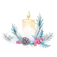 Watercolor Christmas Candle vector