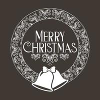 merry christmas decoration with bells and wreath vector