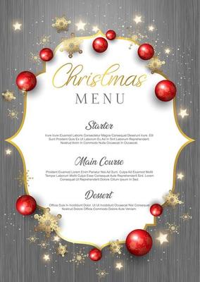 Christmas menu on wood texture