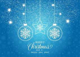 Blue Christmas background with sparkles  vector