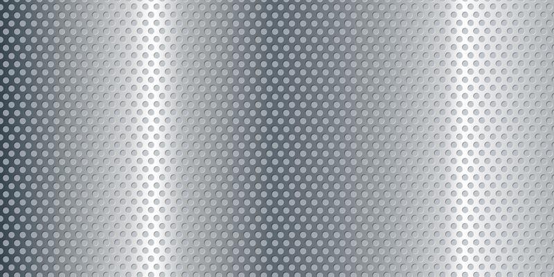 White mesh. Perforated metal texture with light background. Steel