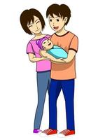 Husband, wife, and newly born child vector