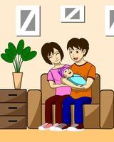 Husband, wife and children vector
