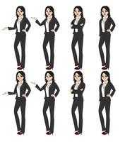Illustration vector image of all 8 business women gestures.