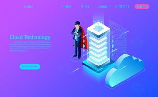 modern cloud technology and networking concept. Online computing technology vector