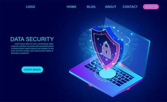 Data security modern concept. protects data from thefts data and hacker attacks. vector
