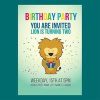 Invitación linda fiesta de cumpleaños del león vector