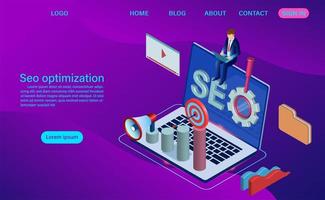 Seo optimization concept. Search engine landing page template vector