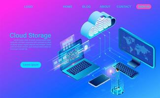 cloud storage technology and networking concept vector