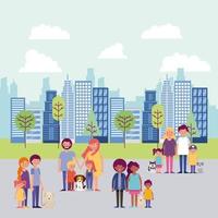 parque de personas y ciudad vector