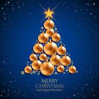 realistic decorative christmas balls tree on blue background