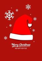 Merry Christmas Greeting Card with Santa Claus Hat vector