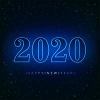 2020 Text Happy New Year Holiday Vector Background Neon