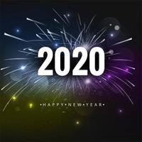 2020 Text Happy New Year Holiday Vector Background Fireworks